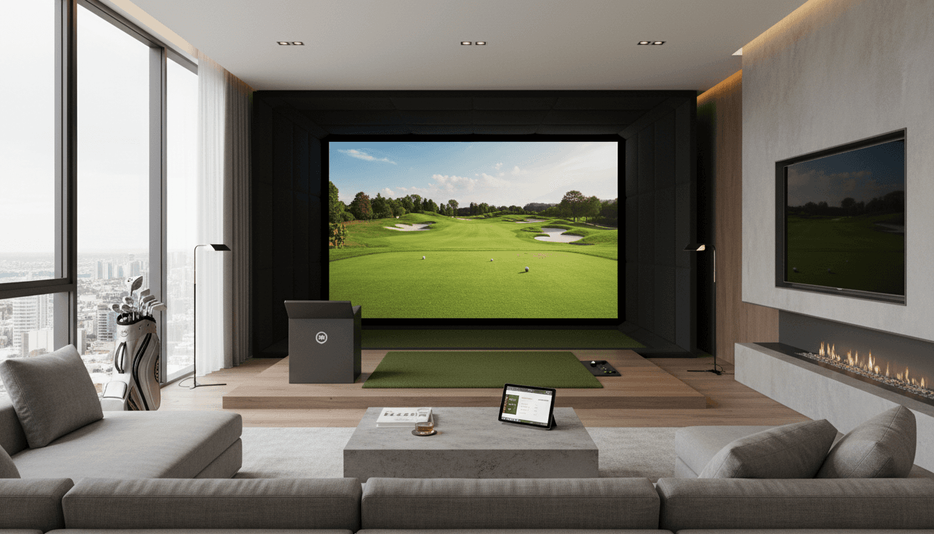 High-end golf simulator installed in modern home