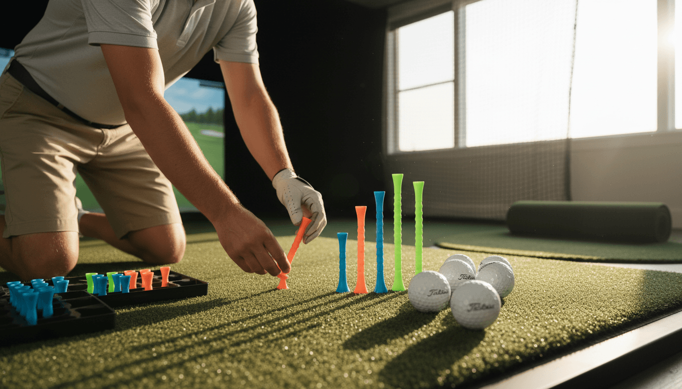 Full golf simulator installation showcasing hitting zone, screen, and custom room design