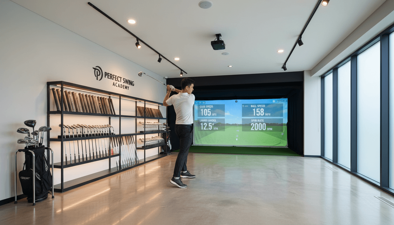 Golfer using customized home golf simulator